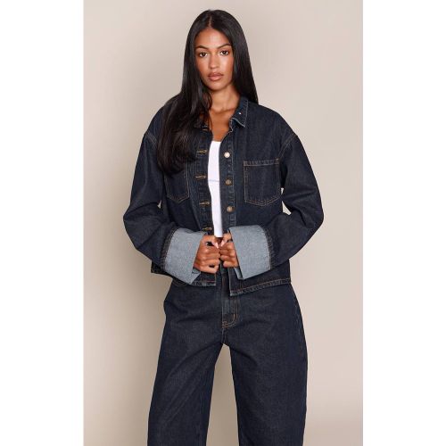 Veste En Jean Courte Avec Revers Aux Poignets Pour Grandes Tailles | Taille 42 - PrettyLittleThing - Modalova