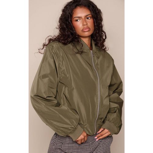 Khaki Veste En Nylon À Col Côtelé Et Épaulettes Structurées | Taille 42 - PrettyLittleThing - Modalova