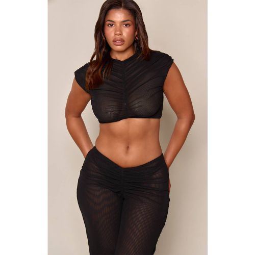 Black Haut Court Col Montant En Mesh Froncé À La Poitrine Ensemble Coordonné Shape | Taille 42 - PrettyLittleThing - Modalova