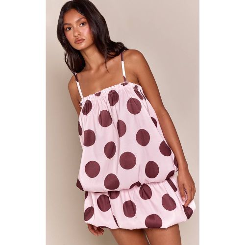 Pink Robe Mini Évasée À Pois En Tissu Extensible Tissé | Taille 42 - PrettyLittleThing - Modalova