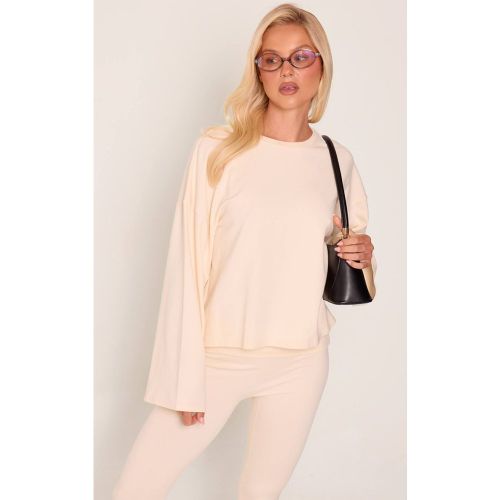 Cream Sweat-shirt En Coton Doux À Manches Longues | Taille XS - PrettyLittleThing - Modalova