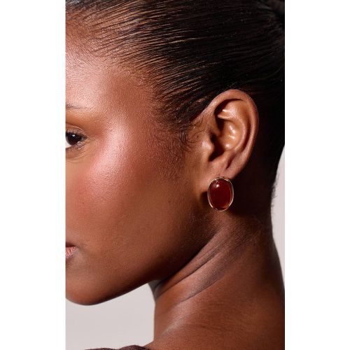 Gold Boucles D'oreilles Clous Ovales En Ambre - PrettyLittleThing - Modalova