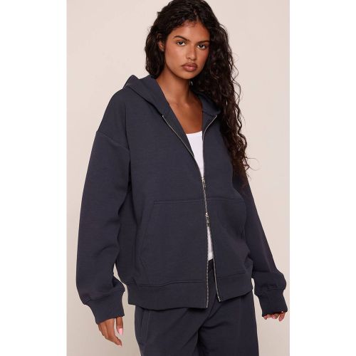 Navy Sweat À Casynthétiqueche Oversize Avec Double Fermeture Éclair En Jersey Interlock | Taille XS - PrettyLittleThing - Modalova