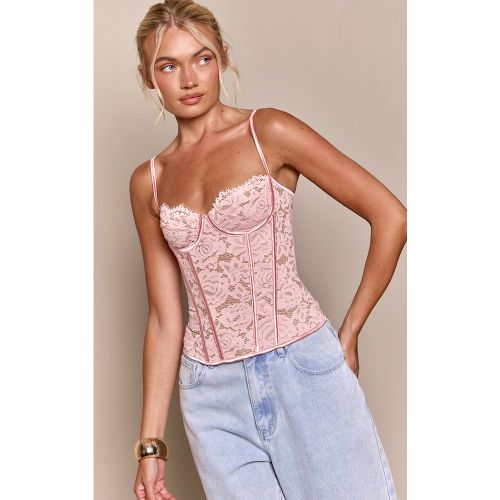 Pink Corset En Dentelle Structuré | Taille 42 - PrettyLittleThing - Modalova