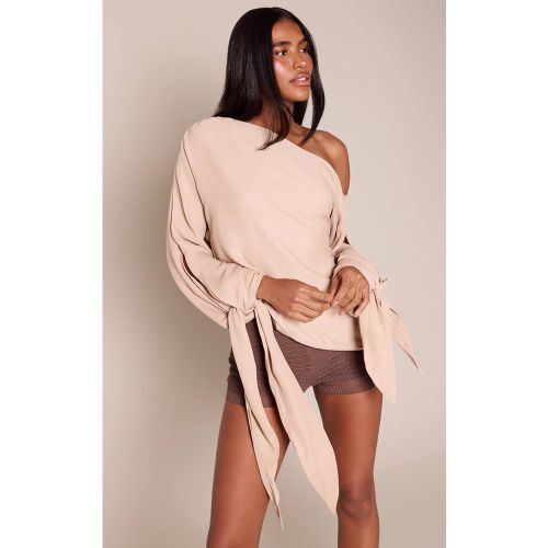 Haut En Mousseline À Épaules Dénudées Avec Manches Ballon À Nouer | Taille 42 - PrettyLittleThing - Modalova