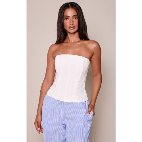 Cream Haut Bandeau Tissé Blanc Avec Détails De Coutures Petite Taille | Taille 42 - PrettyLittleThing - Modalova