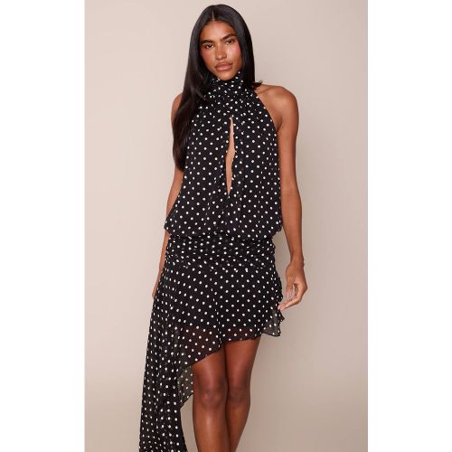 Black Top Co-ord En Mousseline À Pois Avec Détail Découpe Goutte | Taille 42 - PrettyLittleThing - Modalova