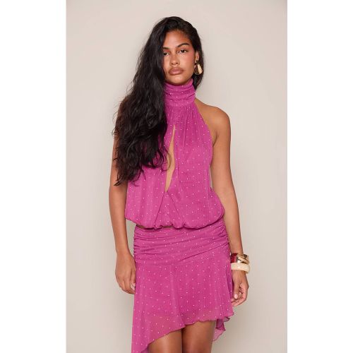 Fuschia Haut Co-ord En Mousseline À Pois Avec Détail Découpe | Taille 42 - PrettyLittleThing - Modalova