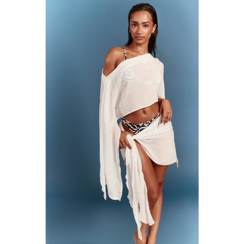 White Mini Paréo Aspect Lin | Taille XS - PrettyLittleThing - Modalova