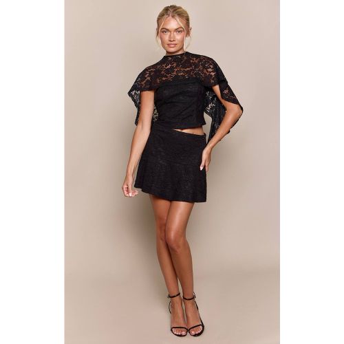 Black Jupe Mini Évasée En Dentelle Coordonnée | Taille 42 - PrettyLittleThing - Modalova
