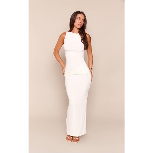 Cream Robe Maxi Moulante Drapée Froncée En Jersey Fluide | Taille 42 - PrettyLittleThing - Modalova