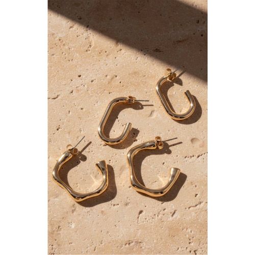 Gold Lot Multi-pack De Créoles Fines Angulaires Et Lisses - PrettyLittleThing - Modalova