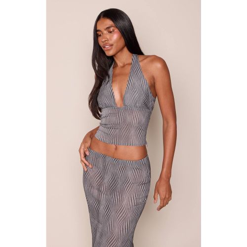 Grey Haut Court Texturé Dos Nu À Col Licou Ensemble Coordonné | Taille 42 - PrettyLittleThing - Modalova