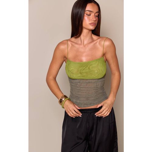 Green Haut Long En Mesh À Bretelles Contrastées | Taille 32 - PrettyLittleThing - Modalova