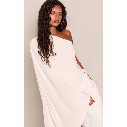 Cream Haut Moulant Asymétrique À Manche Froncée | Taille 38 - PrettyLittleThing - Modalova