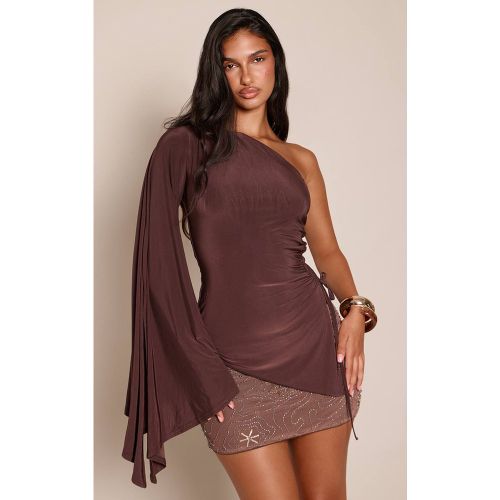 Haut Asymétrique Froncé À Manche Unique En Jersey Fluide | Taille 42 - PrettyLittleThing - Modalova