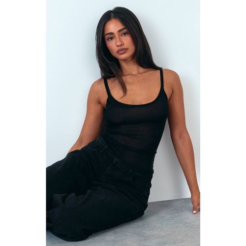 Black Débardeur Transparent À Bretelles Fines Toucher Doux | Taille 42 - PrettyLittleThing - Modalova
