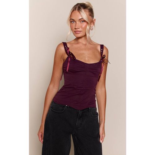 Corset En Peau De Pêche Avec Détails D'œillets | Taille 42 - PrettyLittleThing - Modalova