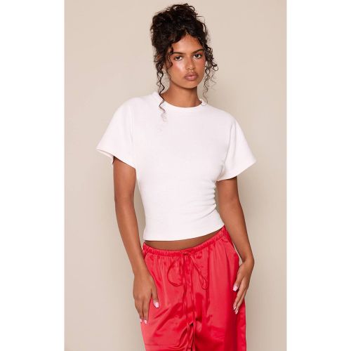 Cream T-shirt Côtelé Épais À Taille Cintrée | Taille 40 - PrettyLittleThing - Modalova