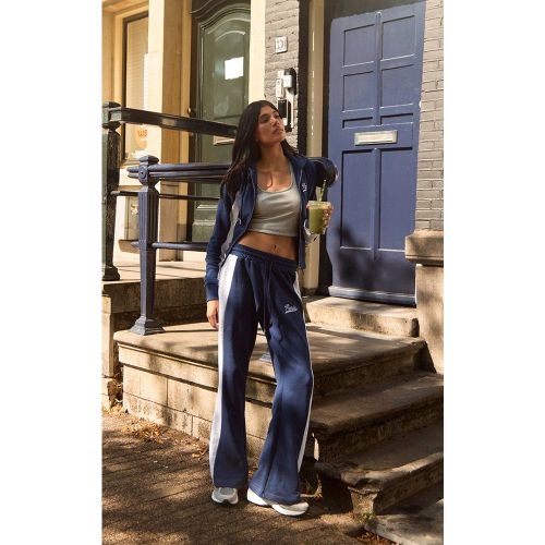 Navy Jogging Évasé Taille Basse Ajusté À Panneaux Contrastés | Taille XS - PrettyLittleThing - Modalova