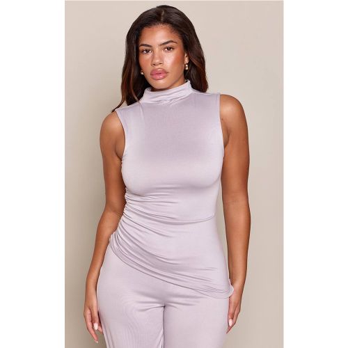 Grey Top Shape Chiné Col Montant À Ourlet Asymétrique Toucher Doux | Taille 42 - PrettyLittleThing - Modalova