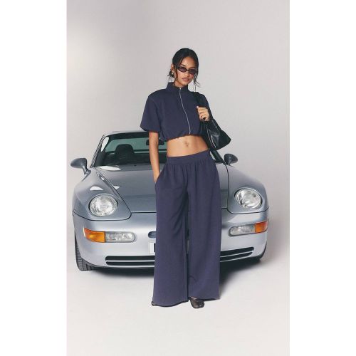 Navy Ensemble Coordonné Pantalon Large En Jersey Avec Détail Patte | Taille 42 - PrettyLittleThing - Modalova