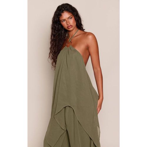 Khaki Haut Asymétrique Fluide À Détail Ornemental Coordonné | Taille 36 - PrettyLittleThing - Modalova