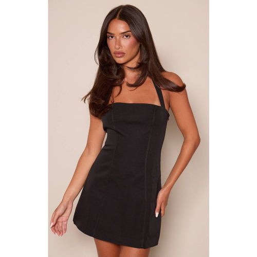 Black Robe Courte Droite Tissée À Encolure Américaine Et Décolleté Cœur | Taille 42 - PrettyLittleThing - Modalova