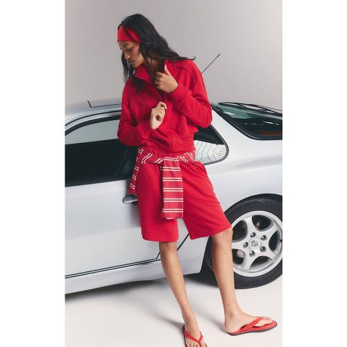 Red Sweat-shirt Léger À Col Cheminée Et Fermeture Éclair En Molleton Bouclette | Taille XS - PrettyLittleThing - Modalova