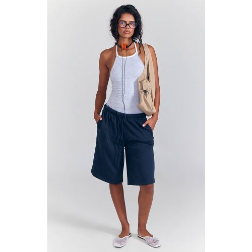 Navy Short Long En Molleton Bouclette Léger | Taille XS - PrettyLittleThing - Modalova