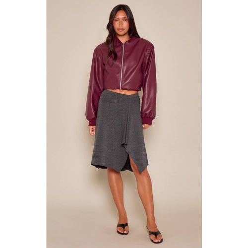 Charcoal Jupe Midi Drapée À Taille Asymétrique | Taille 42 - PrettyLittleThing - Modalova