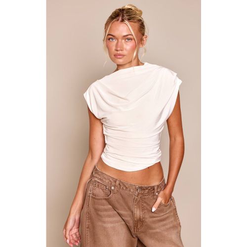 Cream Haut Fluide Drapé Effet Slinky | Taille 38 - PrettyLittleThing - Modalova
