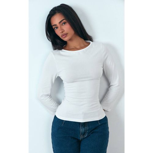 White Haut Ajusté En Coton Doux À Manches Trois-quarts | Taille 42 - PrettyLittleThing - Modalova