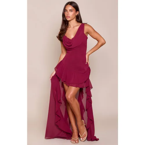 Plum Robe Moulante Drapée En Mousseline À Ourlet Asymétrique | Taille 36 - PrettyLittleThing - Modalova