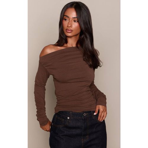Haut Petite À Manches Longues En Coton Doux Avec Fronces Asymétriques | Taille 32 - PrettyLittleThing - Modalova