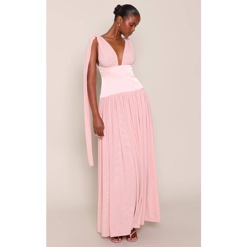 Blush Robe Longue Corset À Décolleté Plongeant En Mesh Sans Manches | Taille 42 - PrettyLittleThing - Modalova
