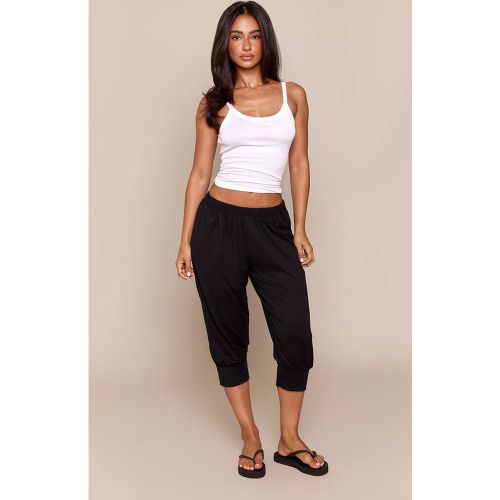 Black Pantalon Capri À Revers En Jersey Petite | Taille XS - PrettyLittleThing - Modalova