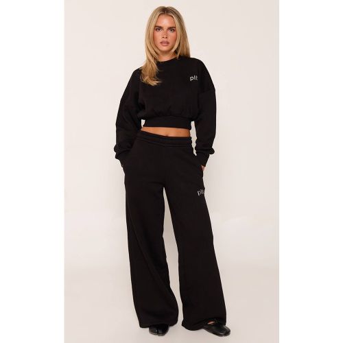 Black Jogging Petite Taille Coulissée Détails Métalliques Griffés | Taille Medium - PrettyLittleThing - Modalova