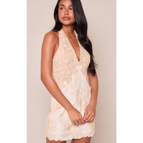 Stone Robe Moulante Aspect Lin Avec Détail Dentelle Au Buste | Taille 42 - PrettyLittleThing - Modalova