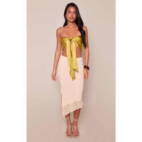 Stone Jupe Midaxi Asymétrique À Détail Floral Aspect Lin | Taille 36 - PrettyLittleThing - Modalova