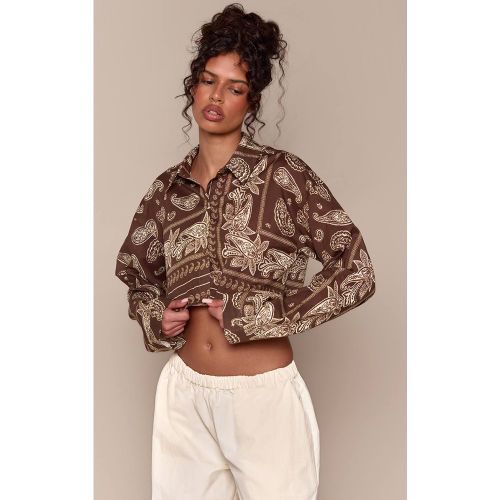 Brown Chemise Courte À Imprimé Multiple | Taille 32 - PrettyLittleThing - Modalova