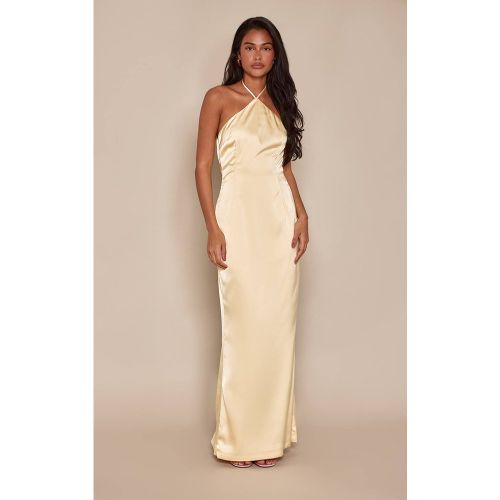 Lemon Robe Longue En Satin À Dos Cowl Avec Détails En Dentelle | Taille 42 - PrettyLittleThing - Modalova