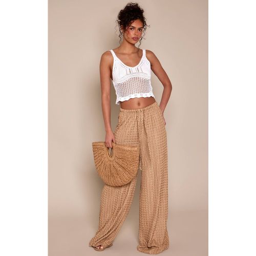 Mocha Pantalon Large Flottant À Texture | Taille 32 - PrettyLittleThing - Modalova