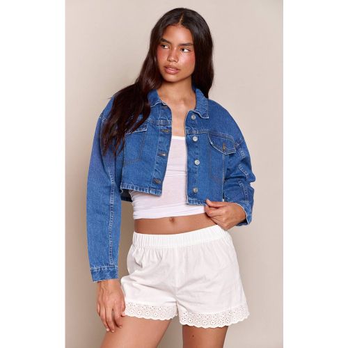 Veste En Jean Courte Bleu Moyen | Taille 32 - PrettyLittleThing - Modalova