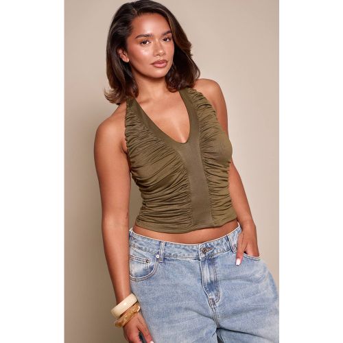 Olive Haut À Col Licou Avec Fronces Latérales Shape | Taille 34 - PrettyLittleThing - Modalova