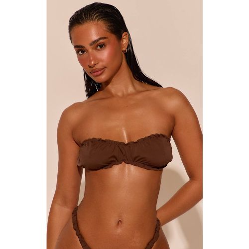 Haut De Bikini Bandeau Froncé À Bord Volanté | Taille 42 - PrettyLittleThing - Modalova