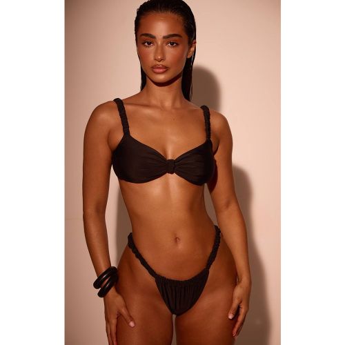 Black Bas De Bikini À Bretelles Élastiques Froncées | Taille 42 - PrettyLittleThing - Modalova