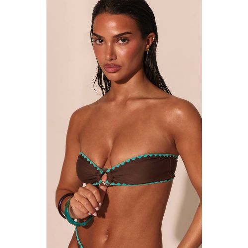 Haut De Bikini Bandeau À Surpiqûre Contrastante | Taille 44 - PrettyLittleThing - Modalova