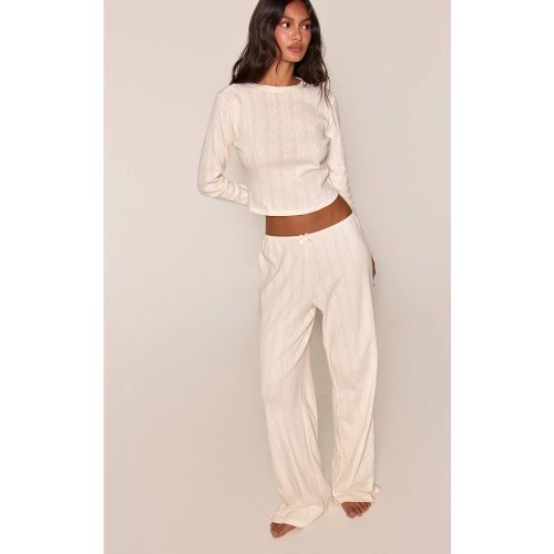 Cream Pantalon De Pyjama Pointelle Beurre | Taille Large - PrettyLittleThing - Modalova