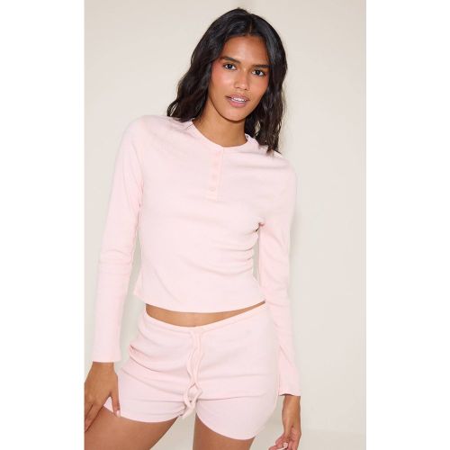 Baby Pink Haut De Pyjama Côtelé À Manches Longues Avec Boutonnage | Taille XS - PrettyLittleThing - Modalova
